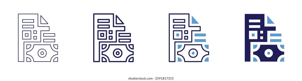 Fraudulent payment detection icon in 4 different styles. Thin Line, Line, Bold Line, Duotone. Duotone style. Editable stroke.