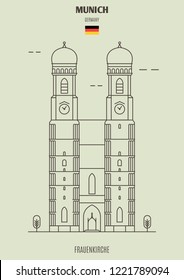 Frauenkirche in Munich, Germany. Landmark icon in linear style