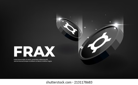 Frax coin crypto currency themed banner. FRAX icon on modern black color background.