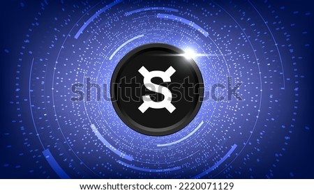 Frax Share (FXS) coin cryptocurrency concept banner background.