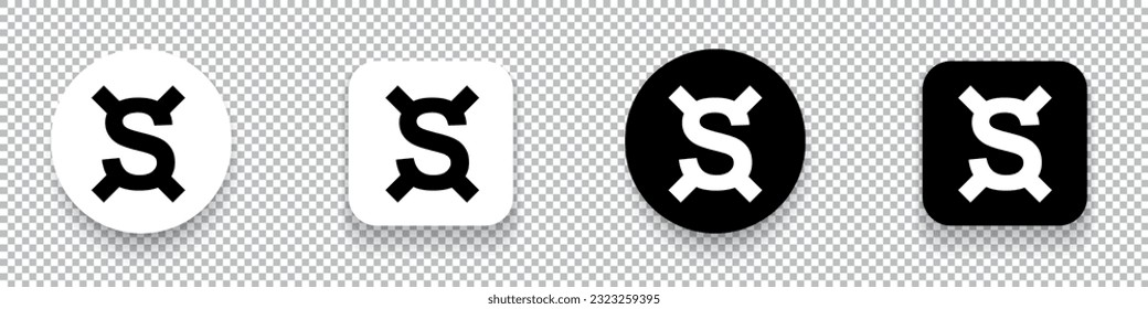Frax Share (FXS) crypto currency logo symbol set isolated on transparent background vector