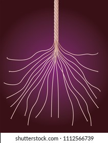 Frayed End Of A Rope On A Crimson Background Vector