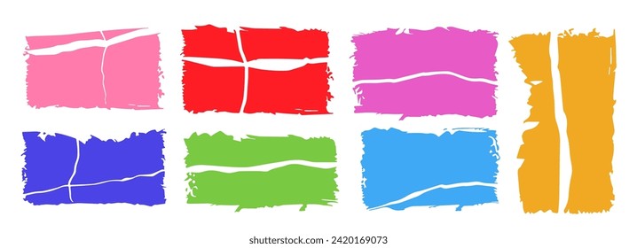 Desechos de papel pintado de ilustración vectorial. Grunge las siluetas de rectángulos coloridos.