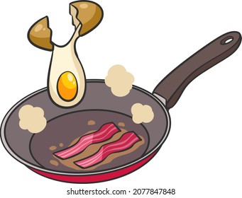 Fraying pan egg food vector