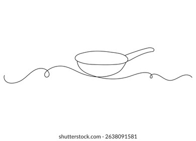 Fraying pan one line drawing minimalist style