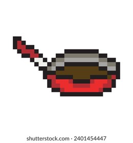Fraying pan with pixel art style
