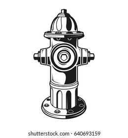 Fre hydrant on the white background, monochrome style, vector