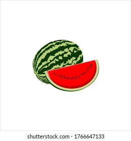 freah watermelon vector icon ilustration