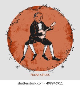 freak circus musician, perfect Halloween illustration