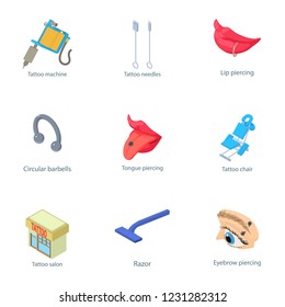 Freak icons set. Isometric set of 9 freak vector icons for web isolated on white background