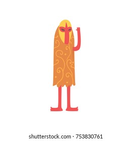 Freak man character in funny Venetian costume, freaky masquerade or carnival costume, creative party in crazy style cartoon vector Illustration on a white background