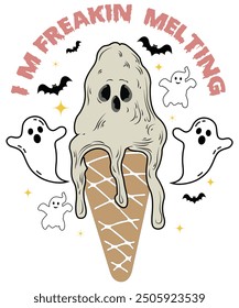 I'm Freaking Melting Ice Cream Boo Shirt, Boo Coffee Pumpkin Shirt, Bat Witch Shirt, Boo Halloween Vibes, Witchy vibes designs, cute Halloween designs, great funny Halloween gifts, school costume part