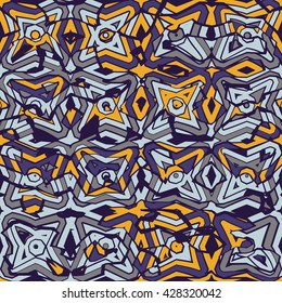 Freaky chaotic ornaments - vector seamless pattern