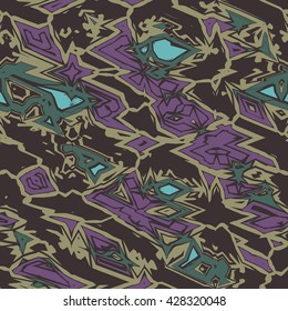 Freaky chaotic ornaments - vector seamless pattern