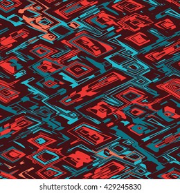 Freaky chaotic ornaments - vector seamless pattern