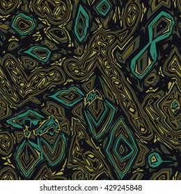 Freaky chaotic ornaments - vector seamless pattern