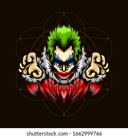 payaso raro con geometría sagrada ilustración dibujada a mano para el pantalones t y otras mercancías.