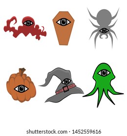 Freaky Halloween illustration,one-eyed demon ghost on a white background Horror with Halloween celebrations