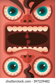 Freaky human face. Vector illustration.