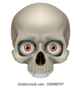 Freaky Human Skull. Illustration on white for design
