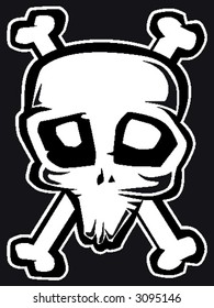 Freaky skull black&white vector illustration
