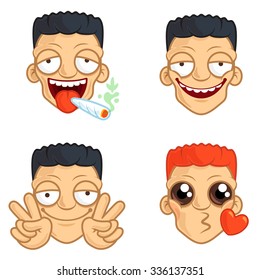 Freaky Up in Smoke Chill Boy Face Vector Icon Illustration