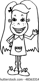 Freckled laughing girl