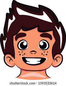 freckled and smiling little boy.