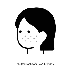 Ameaçado rosto da mulher ilustração vetor cuidados com a pele