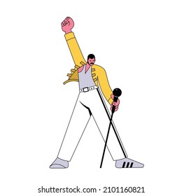 Freddie Mercury Singer Of The Rock Band Queen. Vector Abstract Illustration.