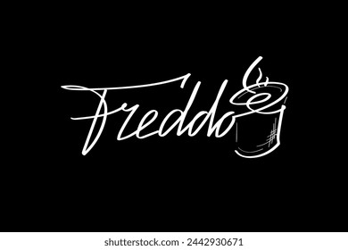 Freddo coffee. Lettering vector illustration for poster, card, banner for cafe. Graphic design lifestyle lettering. Handwritten lettering design elements for cafe decoration and shop advertising.