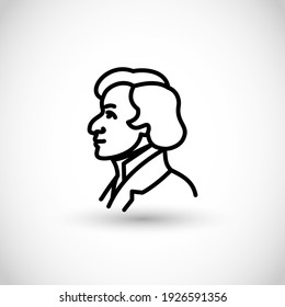 Frederic Chopin - Fryderyk Chopin, Polish famous pianist vector icon thin line style