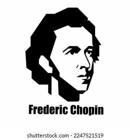 Frederic Chopin Vector Portrait Illustration, black and white geometric style