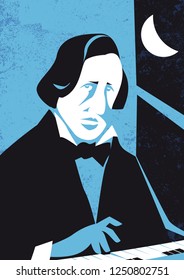 Frederic Francois Chopin. Vector illustration