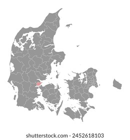 Fredericia Municipality map, administrative division of Denmark. Vector illustration.