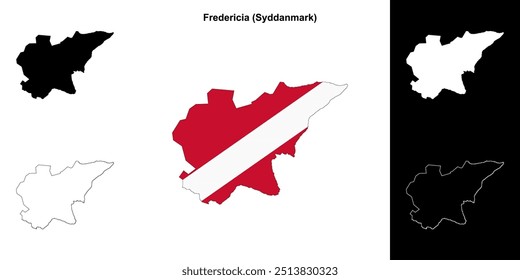 Mapa de Fredericia município esboço conjunto