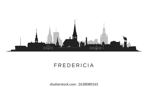 Fredericia Skyline Denmark City Silhouette.