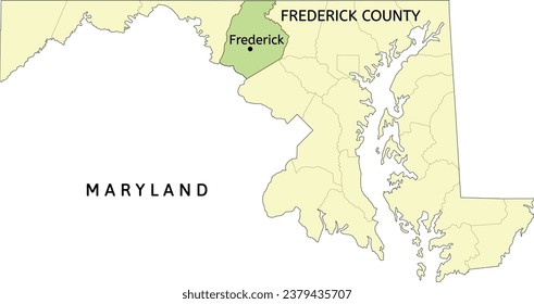 Frederick County and city of Frederick location on Maryland state map