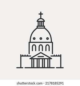 Frederick's Church line icon. Lutheran  religion, building exterior in rococo style. Home for God, place for pray. Vector illustration editabe stroke