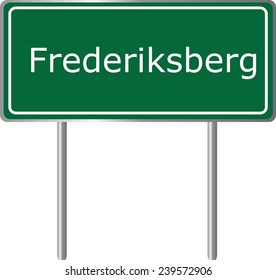 Frederiksberg, Denmark, road sign green vector illustration, road table