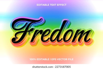 Fredom 3d text effect and editable text, template 3d style use for business tittle