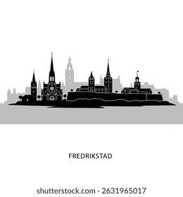 Fredrikstad Norway Skyline Black Silhouette.