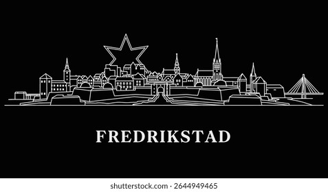 Fredrikstad with Norway Skyline silhouette Vector.