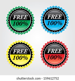 Free 100 percent signs, labels, sticker, icons, and symbol. Vector. 