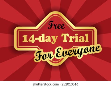 Free 14-day trial label in retro style