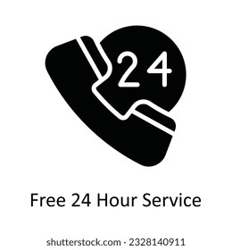 Free 24 Hour Service Vector    solid Icon Design illustration. Shipping and delivery Symbol on White background EPS 10 File