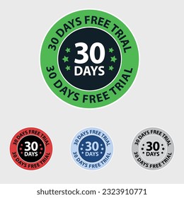 Free 30 Days Trail Pictogram icon, symbol, seal, badge,stamp, emble, logo, sign, packaging, try, one month free trial, marketing, business, promotion, sale, online shoping, tag, special offer.