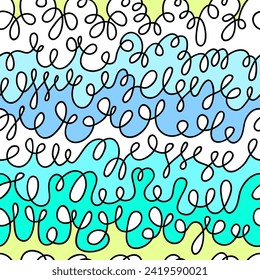 Free abstract style line drawing scribbles hand drawn loop doodle vector seamless pattern. Minimalistic modern design. Multicolor seamless pattern multicolor seamless pattern.Naive children's colors.