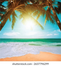 Free Abstract Summer Background with Colorful Shapes - Cute Summer Pattern Background – Free Vector File - Flat Design Summer Landscape – Free Beach Background