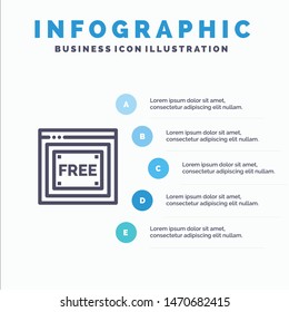 Free Access, Internet, Technology, Free Line icon with 5 steps presentation infographics Background. Vector Icon Template background